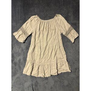 Terzo Millennio Womens Linen Off The Shoulder Tiered Dress Sz Large